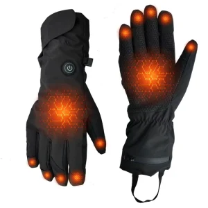 Custom Winter Warm Waterproof Electric Heated Skiing Gloves Touch Screen Magnetic Snap Lightweight Breathable For Unisex Skiing