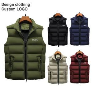 Custom logo Men’s High Quality Casual Vest Solid Sleeveless Plus Jacket Men Thickened Warm Custom Men Bubble Puffer Gilets Vest