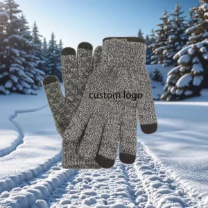Customizable Acrylic Touchscreen Mittens for Men and Women with Non Slip Warm Outdoor Sports Design