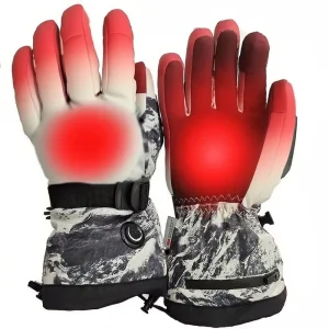 Customizable Windproof Water Resistant Ski Gloves Thermal Grip Heating Rechargeable Battery Powered for Snowboarding for Sports