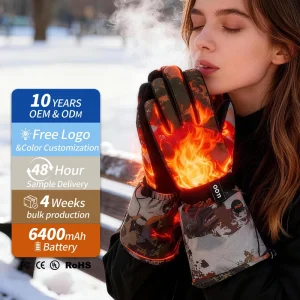 Customized Logo Rechargeable Waterproof Winter Skiing Battery Electric Heated Gloves Outdoor Warm Cycling Non Slip
