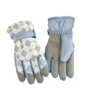 Customized New Unisex Women’s Winter Ski Snowboarding Gloves Thermal Waterproof Full Palm Touchscreen Thick Fleece Lining Nylon