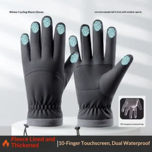 Customized Professional Warm Polyester Fleece Lined Water Resistant Touch Screen Non Slip Snowboarding Gloves for Winter