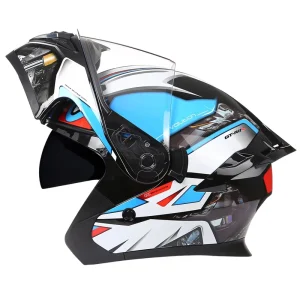 DOT-Certified ABS Off-Road Motorcycle Helmet, Full Helmet with Dual-Lens Open Face Design for All-Season Riding
