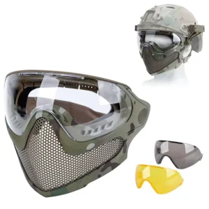 Detachable Tactical Mask with Facial Protection and Tactical Glasses for Outdoor Training