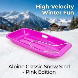 Downhill Sprinter Flexible Durable Kids and Toddler Cold-Resistant Toboggan Snow Sled with Pull Rope and Handles, Pink, 3 Pack