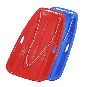Downhill Sprinter Flexible Kids and Toddler Plastic Cold-Resistant Toboggan Snow Sled with Pull Rope and Handles, 35 Inch