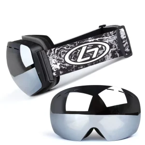 Dual Lens Ski and Snowboarding Goggles Frameless and UV Anti Fog with Red Blue Mirror Coating Anti Radiation Features
