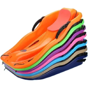 Durable HDPE Large Plastic Toboggan Sled for Kids and Adults Foldable Freestyle Snow Sledge with Rope and Brake
