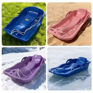 Durable HDPE Large Plastic Toboggan Sled for Kids and Adults UNfoldable Freestyle Snow Sledge with Rope and Brake