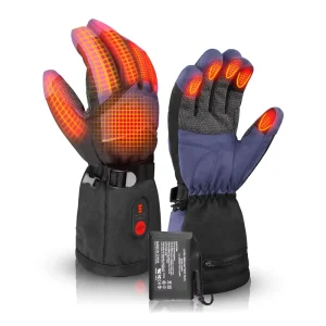 Eigday 7.4V 2200mah Tough Cow Leather Woven Microfiber Self Heating Five Finger Touchscreen Compatible Durable Heat Gloves