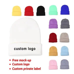 Embroidered Knit Blank Skull Baby Kids Polyester Jacquard Winter Design Thermal Knitted Beanies Hat Custom logo