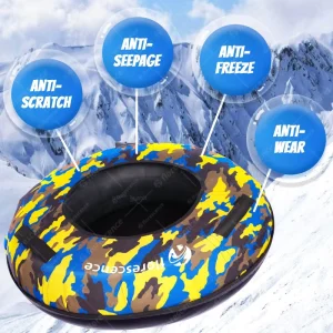 FLORESCENCE Heavy Duty Inflatable Snow Tube 70 130cm Hard Bottom Cold Resistant Snow Sledge Kids Adults Winter Outdoor
