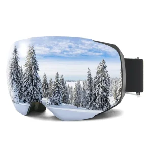 Factory Custom Spherical Magnetic UV400 Frameless Ski Goggles with Double Anti fog Lenses