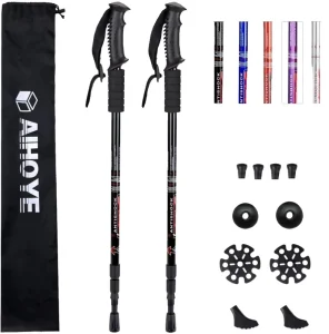 Factory Customized Alpenstock Trekking Poles 6061 Aluminum Alloy Nordic Walking Hiking Sticks Adjustable Climbing Cane Rubber