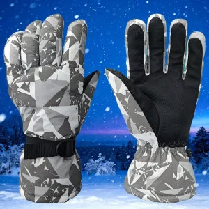 Factory Customized Warm Waterproof Windproof Polyester Unisex Gloves Touchscreen Graffiti Grip Flexible Winter Skiing