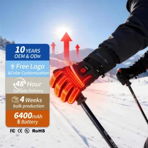 Factory Direct Custom Men’s Winter Smart Gloves Warm Outdoor Sports Ski Electric Heating Waterproof Stretch Gloves