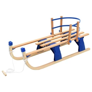 Factory Direct Custom Snow Sledge 43 Inch Wooden Foldable Toboggan Sled with Backrest 80 90 100 110CM