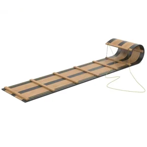Factory Direct Custom Snow Sledge Adults and Kids 6′ Wooden Toboggan Sled Black Wood