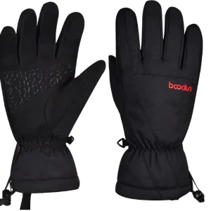 Five Finger Ski Gloves Polyester Windproof Waterproof Winter Warm Silicone Palm Zipper Closure for Snowboarding