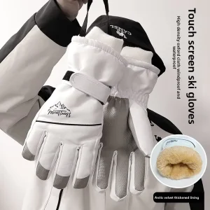 Fleece-Lined Ski Gloves with Touchscreen for Women and Men Warm Cycling Motorcycle Winter Gloves for Snowboarding