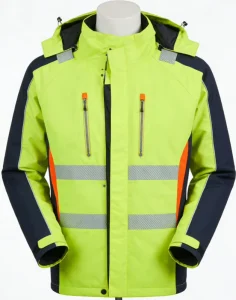 Fluorescent Workwear Hi-Vis Reflective Waterproof Safety Parka with Detachable Hood