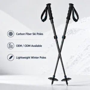 Foldable Carbon Fiber Ski Poles Compact Z Style Snow Touring Poles With Carry Bag OEM