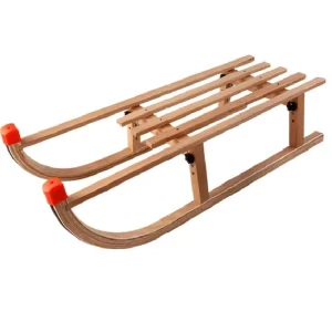 Foldable Natural Wood Kids Toboggan and Ice Sleigh 134x25x68cm