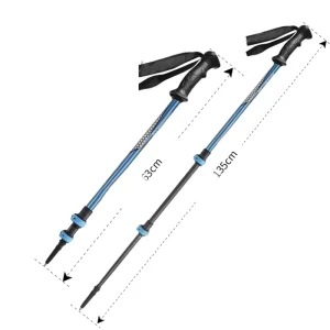 Folding Trekking Pole EVA Grip Aluminum 6061 7075 3K Carbon Fiber Nordic Ski Pole and Walk Stick