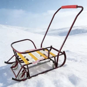 Four-Wheel Winter Bobsleigh, Metal and Wood