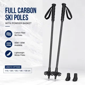 Full Carbon Ski Poles With Powder Basket Lightweight Snow Poles for Backcountry OEM ODM