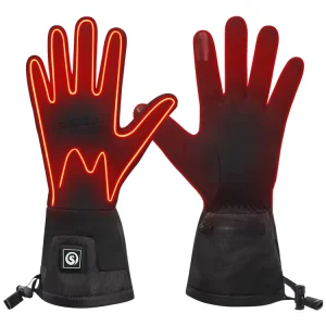 Full-Finger Ski Gloves Heated Lycra Liner with Hook-and-Loop Closure and Rechargeable Batteries