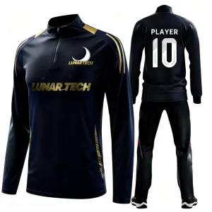 Full Sleeved Pullover Football Half Zip Training Suit Winter Lightweight Vintage Style Regular Fit Leopard Pattern Patchwork