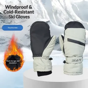 Ghealth Winter Skiing Gloves Men Women Taslon Material Built in Waterproof Bag Fleece lined Thickened Windproof Warm Reflective
