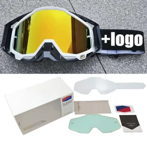 Gift Box Set Men’s Ski Cycling Riding Goggles Replaceable Lenses Pouch Windproof Dustproof HD Lens UV400 Protection Lightweight