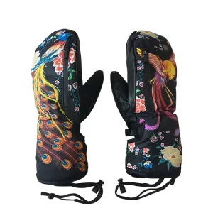 Goatskin Ski Gloves Waterproof Ultra Grip Snowboarding Mittens Genuine Leather