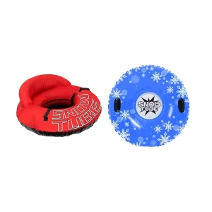 Good Industrial Commercial Towable Ski 2 Pack Heavy Duty Plastic Inflatable Snow Sled Tube for Kids and Adult