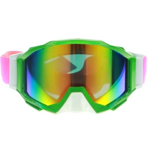 Green Mirror Lens Ski Goggles Large with Pink Strap Manufacturer