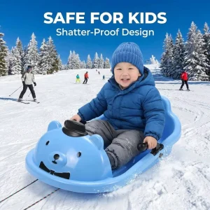 HDPE Plastic Snow and Grass Sled with Steering Brakes for Kids