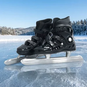 Hard Shell Blue Rental Ice Hockey Skate Shoes for Rink Events Buckle-Equipped Unisex Spring Summer Winter Use