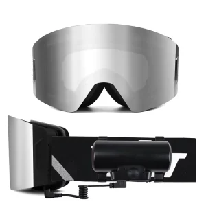 Heated Snowmobile Ski Goggles Magnetic Removable Lens Clip Locking Anti-Fog