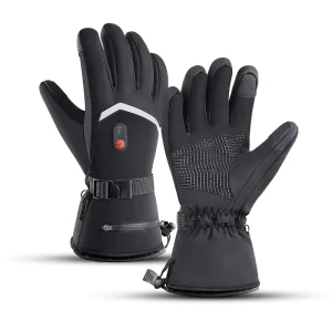 Heated Tactical Winter Motorcycle Gloves Waterproof Non Slip Touchscreen Compatible Snowboarding Ready Polyester Material