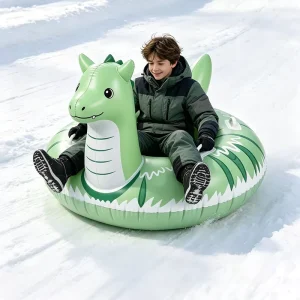Heavy-Duty Inflatable Dinosaur Snow Tube with 4 Handles