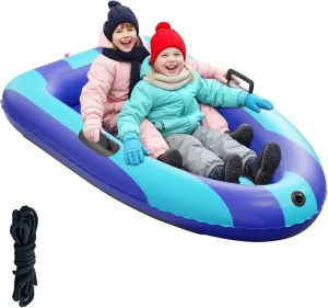 Heavy-Duty Inflatable Snow Sled Tube with Reinforced Handles for Kids and Adults