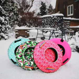 Heavy-Duty Inflatable Snow Tube Sled for Adults and Kids with Thick Cold-Resistant Material