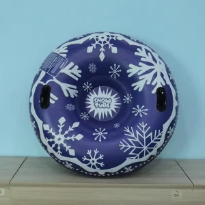 Heavy Duty Inflatable Snow Tube with Handles Durable Snowflake Printed Sled for Kids Adults Winter Sledding