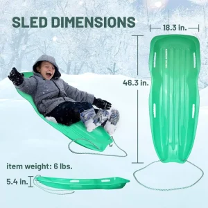 High Density Material Eco Friendly Durable Cold Resistant Plastic Child All Mountain Snow Sled Toboggan with Pull Rope