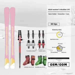 High Elasticity All Terrain Applicable 3D Tip Poplar Wood Core Eco Friendly Portable Waterproof Ski Board Multi Size Winter Ski