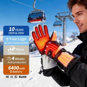 High Performance Winter Men’s Waterproof UV Protection Windproof Thermal Insulation Battery Heated Gloves Motorcycle Riding