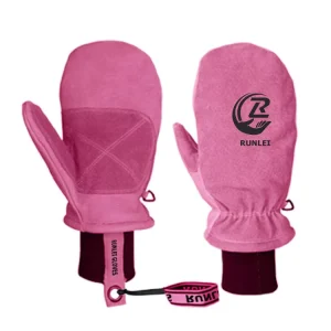 High Quality Colorful Winter Sports Snow Skin Snowboard Custom Print Leather Ski Mittens Gloves for Men and Women